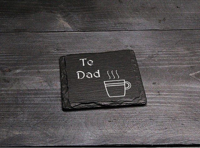 Square Welsh Slate Coaster - 'Te Dad'